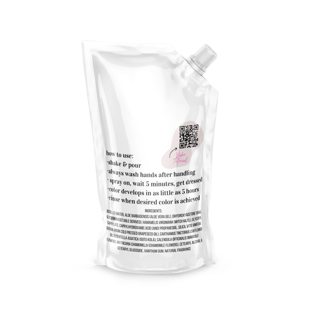 Clear Tanning Solution Refill Pouch Back